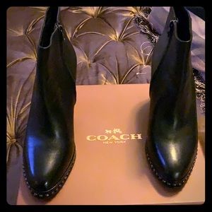 Coach Black leather Sole Studded Bootie